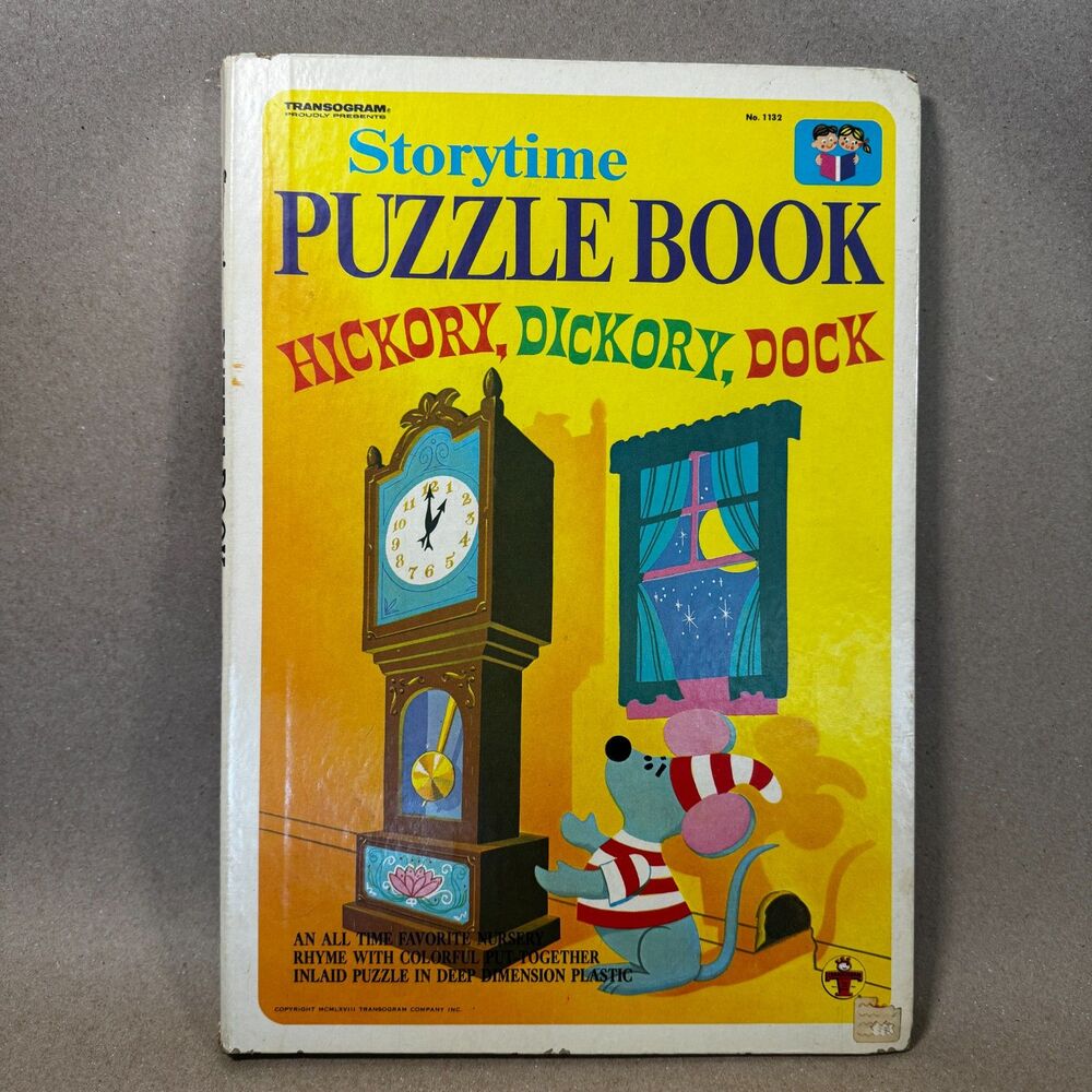 Vintage 1968 Transogram Storytime Puzzle Book Hickory Dickory Dock No 1132 Rare